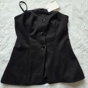 Reformation Black Mini Skirt with Button Accents